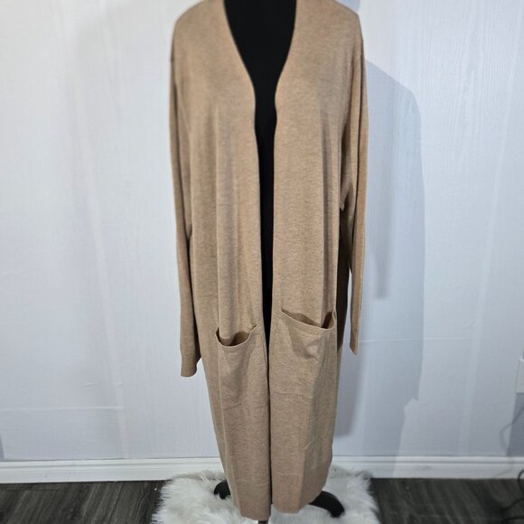 NWT | Long Duster Cardigan Camel/Tan Knit Oversized Pockets | 4XL - Picture 1 of 7
